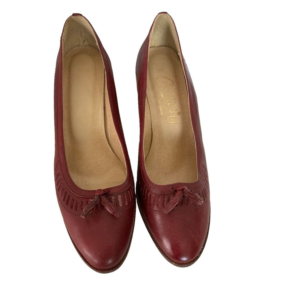 Candies Vintage Red Leather Size 9N Hippie Boho Heel  1970s